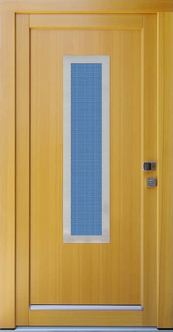 Vchodové dveře RITA z modřínu, s nerezovými rámečky